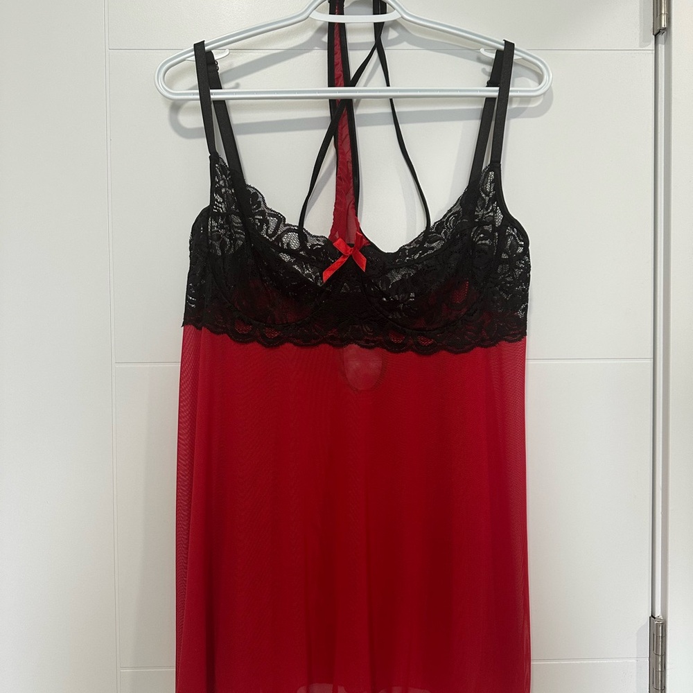 Coquette Red and Black Lace Baby Doll